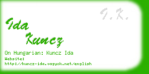 ida kuncz business card